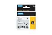 Papier, fotopapier en etiketten - DYMO Rhino Industrial Vinyl Labels 12 mm x 5.5 m Roll Zwart Print on Wit Self-Adhesive - 18444