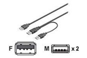 USB-kabel - Deltaco USB 2.0 Y Cable 2xM -> 1xF -30cm - USB2-16