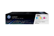 Inkt, toner en verbruiksartikelen - HP 126A / CF341A - 3-Pack Toner (Yellow Magenta Cyan) - Lasertoner Cyaan - CF341A