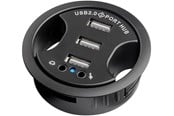 USB hub - Pro 3-poorts USB 2.0 Hi Speed In-Desk HUB + audio USB hub - 3 - Zwart - 4040849938948