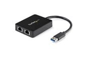 Netwerk-adapter (netwerkkaart, printserver, enz.) - StarTech.com USB32000SPT USB 3.0 to Dual Port Gigabit Ethernet Adapter w/ USB Port 10/100/1000 Mbps USB Gigabit LAN Network NIC Adapter - USB32000SPT