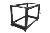 Rackkoffers - StarTech.com 12U Verstelbaar Diepte Open Frame 4-Post Server Rack met Wielen, Nivelleerders en Kabelbeheer Haken - 4POSTRACK12U