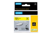 Papier, fotopapier en etiketten - DYMO Rhino Industrial Heat Shrink Label Tubes 12 mm x 1.5 m Zwart Print on Geel - 18056