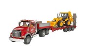 Speelgoedauto - Bruder MACK Granite Low loader truck with JCB 4CX Backho - 02813