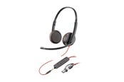 Headphones/Headsets - HP Poly Blackwire 3225 Stereo USB-C Headset +3.5mm Plug +USB-C/A Adapter (Bulk) (8X229A6) - 8X229A6