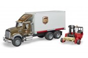 Speelgoedauto - Bruder MACK Granite UPS logistieke vrachtwagen met vorkheftruck - 02828