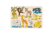 Houten speelgoed - Goki Wooden Bubble Puzzle wild animals 9dlg. - 57829