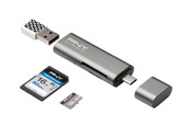 Geheugenkaart - adapter en kaartlezer - PNY USB-C KAARTLEZER + USB-A ADAPTER ACCESSOIREN - R-TC-UA-3N1E01-RB