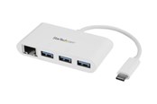 USB hub - StarTech.com USB-C Hub 3-poorts met Gigabit Ethernet USB hub - 3 - Wit - HB30C3A1GEA