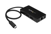 USB hub - StarTech.com USB 3.0-hub met 3 poorten, USB-C en GbE USB hub - 3 - Zwart - HB30C3A1GE