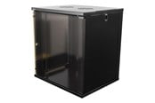 Rackkoffers - Deltaco 19-5412B 19" cabinet 12U 540x450mm standing or Muurbevestiging Glas door Zwart - 19-5412B