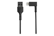 Beelscherm- en tv-kabel - StarTech.com 1m/3.3ft Angled Lightning Aan USB-kabel - MFI Certified - Zwart - Lightning cable - Lightning / USB - 1 m - RUSBLTMM1MBR