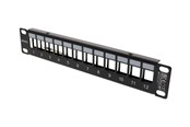Accessoires - Deltaco 10" Keystone patch panel 12 ports 1U metal black - 10-PATCH18