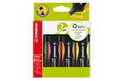Schrijf- en tekengerei - STABILO Green BOSS  4 ass. colours highlighter with water-based ink refillable - 83% recycled plastic - 6070/4