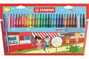 Hobby artikelen - STABILO Stroom fibre tip pen cardboard wallet of 30 pens washable Inkt cap off time 8 weeks - 280/30-01