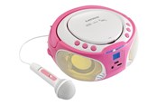DAB & Wekkerradio - Lenco SCD-650 - Portable FM Radio CD/MP3/USB Microphone & Light Effects - Pink - FM - Stereo - Pink - SCD-650P