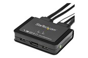 KVM Switch - StarTech.com 2 Port USB 4K60Hz DisplayPort KVM Switch with Built-In Cables - KVM / audio switch - 2 ports - SV211DPUA4K