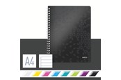 Schrijfblokken, formulieren en notitieboekjes - Leitz  WOW Notitieboek, A4 Gelijnd, Spiraalgebonden met PP kaft Zwart - 46370095