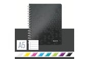Schrijfblokken, formulieren en notitieboekjes - Leitz  WOW Notitieboek, A5 Gelijnd, Spiraalgebonden met PP kaft Zwart - 46390095