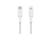 Beelscherm- en tv-kabel - Belkin BoostCharge USB-C to Lightning Cable - Braided - 2m - White - CAA004bt2MWH