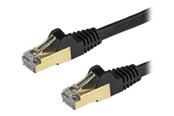 Netwerk - kabel - StarTech.com 7.5 m CAT6a Cable - Zwart - RJ45 Ethernet Cable - Snagless - CAT6a STP Cord - Koper Wire - 10Gb - patch cable - 7.5 m - Zwart - Zwart - 7.5m - 6ASPAT750CMBK