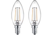 Armaturen & Lampen - Philips LED spot Classic Candle 2W/827 (25W) Clear 2-pack E14 - 929001238341