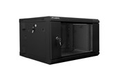 Rackkoffers - Lanberg WF02-6606-10B Rack Cabinet 19" Double Section Wall Mount 6U 600x600mm (Flat Pack)) Black - WF02-6606-10B