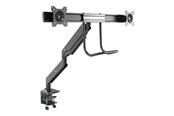 Monitorbevestiging - StarTech.com Desk Mount Dual Monitor Arm - Ergonomic VESA Mount 32" (17.6lb) Displays - Crossbar Handle for Full Motion - C-Clamp/Grommet - desk mount (adjustable arm) - ARMSLMBARDUO