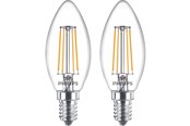 Armaturen & Lampen - Philips LED spot Classic Candle 4.3W/827 (40W) Clear 2-pack E14 - 929001889767