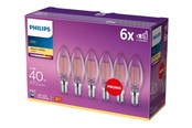 Armaturen & Lampen - Philips LED spot Classic Candle 4.3W/827 (40W) Clear 6-pack E14 - 929001889785