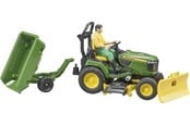 Speelgoedauto - Bruder Bworld John Deere grasmaaier met aanhanger en tuinman - 62104
