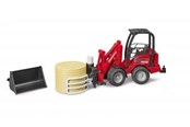 Speelgoedauto - Bruder Schäffer Compact lader 2630 met Bale gripper en 1 ronde baal - 02192