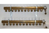 Vloerverwarming - Pettinaroli Manifold system in- and outlet 1x3/4 incl brackets 20 mm Fittingen and end pieces 12 outlets - 7035SYS20-12