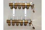 Vloerverwarming - Pettinaroli Manifold system 1x3/4 in- and outlet incl brackets 20 mm Fittingen and end pieces 5 outlets - 7035SYS20-05
