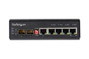 Switch - StarTech.com Industrial 5 Port Gigabit Ethernet Switch - 4 PoE RJ45 +2 SFP Slots 30W PoE+ 12-48VDC 10/100/1000 Rugged Power Over Ethernet LAN Switch -40C to 75C - DIN Mountable - switch - 6 ports - IES1G52UP12V