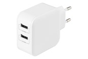 Mobiel - Adapters & Opladers - Deltaco Wall charger with dual USB-A ports 4.8 A. - USB-AC175