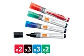 Conferentie & Presentatie - Nobo Vloeibare Inkt Whiteboard Markers, Beitelvormige punt, Pak van 10 stuks Assorti - 1915386