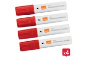 Conferentie & Presentatie - Nobo Glide Whiteboard Markers, Grote beitelvormige punt, Pak van 4 stuks Rood - 1915390