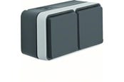 Schakeleenheden - Berker Schuko socket outlet 2gang horizon w1 Grijs - 47843515