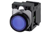 Drukknoppen en signaalapparaten - Siemens Illuminated pushbutton 22 mm round plastic blue pushbutton flat momentary contact type with holder 1 no led module with integrated led 24 v ac/dc spring-type terminal - 3SU1102-0AB50-3BA0