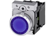 Drukknoppen en signaalapparaten - Siemens Illuminated pushbutton 22mm round Metaal shiny Blauw flat button - 3SU1152-0AB50-1BA0