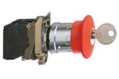 Drukknoppen en signaalapparaten - Schneider Electric Harmony emergency stop complete with ø40 mm toad head in Rood with push / turn function with key (ronis 455) and 1xno + 1xnc xb4bs9445 - XB4BS9445