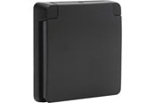 Schakeleenheden - Niko-Servodan AV / multimedia paneel frame with hinged lid Geschikt voor 45 x 45 mm Functies in splashproof surface-mounting outlets Zwart - 761-85000