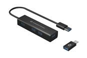 USB hub - Conceptronic HUBBIES06B - hub - 4 poorten USB hub - 4 - USB 3.2 - Zwart - HUBBIES06B