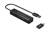 USB hub - Conceptronic HUBBIES06B - hub - 4 poorten USB hub - 4 - USB 3.2 - Zwart - HUBBIES06B