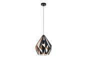 Lampen - EGLO CARLTON 1 hanglamp, zwart, goud - 49931