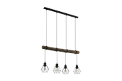 Lampen - EGLO HORNINGTOPS 1 hanglamp, zwart, natuur - 43476