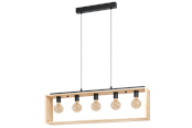 Lampen - EGLO FAMBOROUGH hanglamp, zwart, natuur - 43414