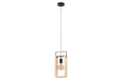 Lampen - EGLO FAMBOROUGH hanglamp, zwart, natuur - 43413