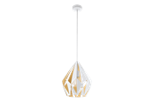 Lampen - EGLO CARLTON 1 hanglamp, wit, honinggoud - 49932